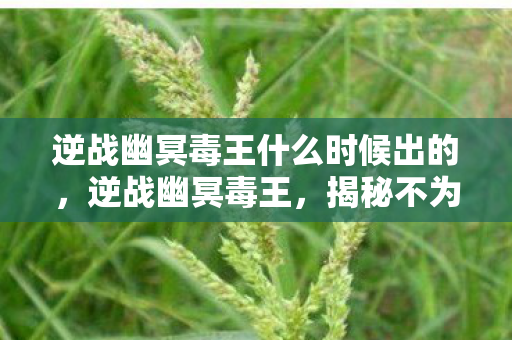 逆战幽冥毒王什么时候出的，逆战幽冥毒王，揭秘不为人知的黑暗势力