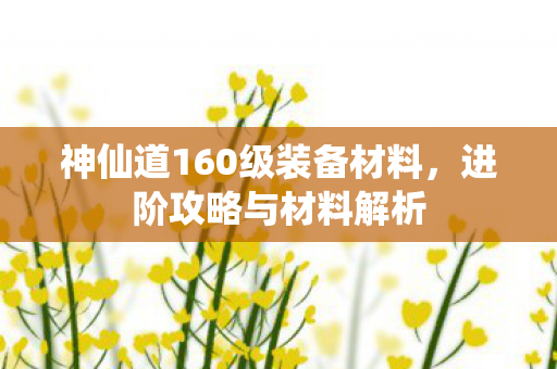 神仙道160级装备材料，进阶攻略与材料解析