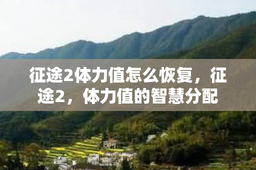 征途2体力值怎么恢复，征途2，体力值的智慧分配