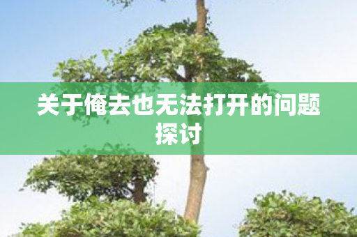 关于俺去也无法打开的问题探讨 关于俺去也无法打开的问题探讨