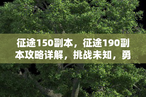 征途150副本,征途190副本攻略详解,挑战未知,勇攀高峰! 征途150副本,征途190副本攻略详解,挑战未知,勇攀高峰!