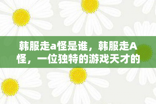韩服走a怪是谁，韩服走A怪，一位独特的游戏天才的崛起之路