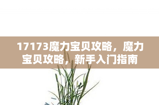 17173魔力宝贝攻略，魔力宝贝攻略，新手入门指南