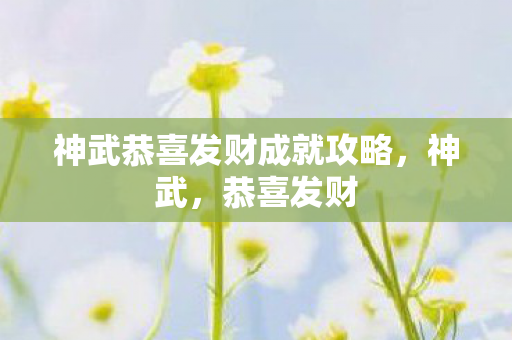神武恭喜发财成就攻略，神武，恭喜发财
