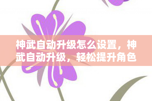 神武自动升级怎么设置,神武自动升级,轻松提升角色实力,享受游戏乐趣 神武自动升级怎么设置,神武自动升级,轻松提升角色实力,享受游戏乐趣