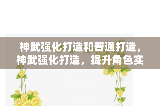 神武强化打造和普通打造,神武强化打造,提升角色实力的关键步骤 神武强化打造和普通打造,神武强化打造,提升角色实力的关键步骤
