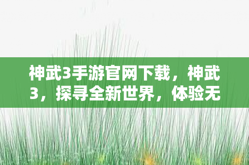 神武3手游官网下载,神武3,探寻全新世界,体验无尽魅力 神武3手游官网下载,神武3,探寻全新世界,体验无尽魅力
