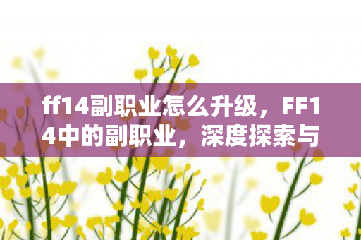 ff14副职业怎么升级,FF14中的副职业,深度探索与独特魅力 ff14副职业怎么升级,FF14中的副职业,深度探索与独特魅力