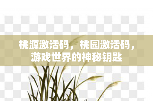 桃源激活码,桃园激活码,游戏世界的神秘钥匙 桃源激活码,桃园激活码,游戏世界的神秘钥匙