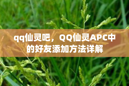 qq仙灵吧，QQ仙灵APC中的好友添加方法详解