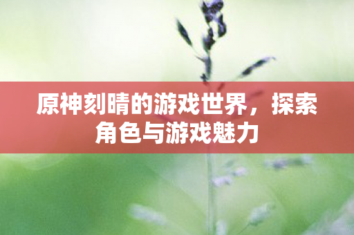 原神刻晴的游戏世界，探索角色与游戏魅力