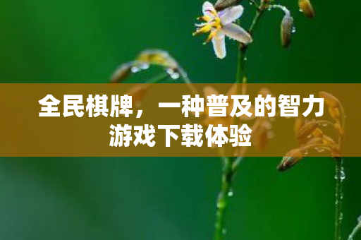 全民棋牌，一种普及的智力游戏下载体验
