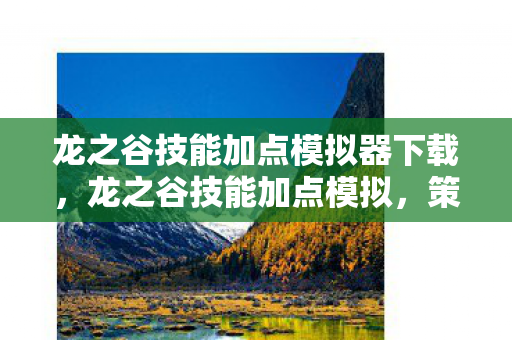 龙之谷技能加点模拟器下载，龙之谷技能加点模拟，策略与优化的深度解析