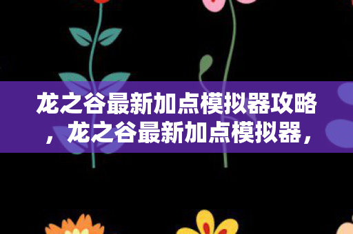 龙之谷最新加点模拟器攻略，龙之谷最新加点模拟器，助你轻松打造最强角色！
