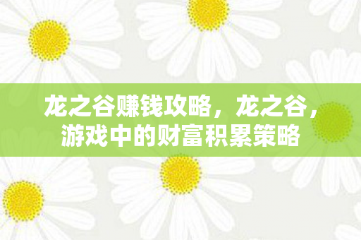 龙之谷赚钱攻略，龙之谷，游戏中的财富积累策略