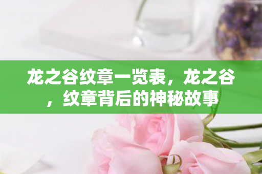 龙之谷纹章一览表，龙之谷，纹章背后的神秘故事