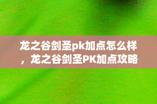 龙之谷剑圣pk加点怎么样，龙之谷剑圣PK加点攻略，掌握核心技能，轻松制霸竞技场