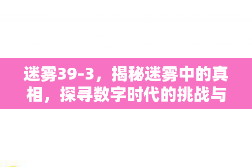 迷雾39-3，揭秘迷雾中的真相，探寻数字时代的挑战与机遇—以数字33与数字时代背景下的挑战为例