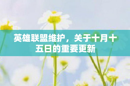 英雄联盟维护，关于十月十五日的重要更新