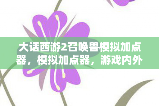 大话西游2召唤兽模拟加点器,模拟加点器,游戏内外的进阶利器 大话西游2召唤兽模拟加点器,模拟加点器,游戏内外的进阶利器