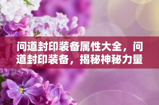 问道封印装备属性大全，问道封印装备，揭秘神秘力量的背后