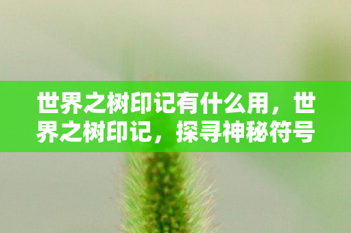 世界之树印记有什么用，世界之树印记，探寻神秘符号背后的奥秘