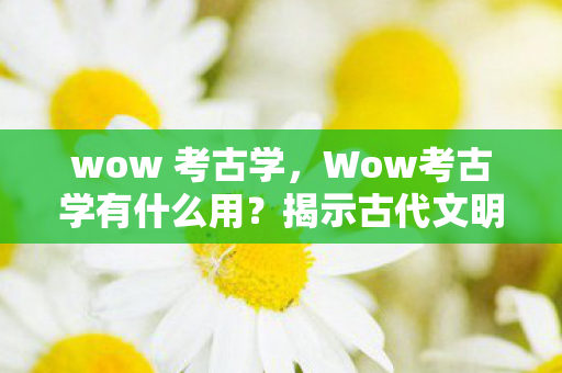 wow 考古学，Wow考古学有什么用？揭示古代文明的秘密与宝藏