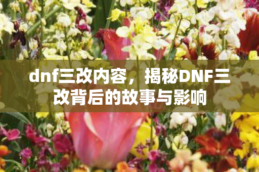 dnf三改内容，揭秘DNF三改背后的故事与影响