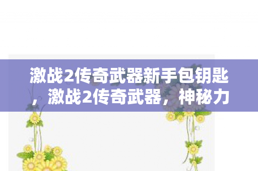 激战2传奇武器新手包钥匙，激战2传奇武器，神秘力量的象征