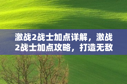 激战2战士加点详解，激战2战士加点攻略，打造无敌战士的秘诀