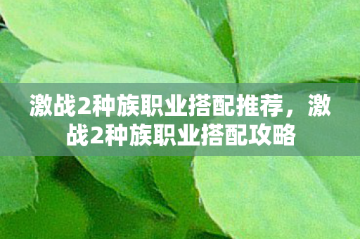 激战2种族职业搭配推荐，激战2种族职业搭配攻略