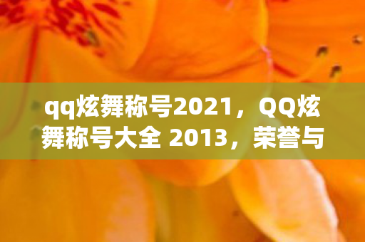 qq炫舞称号2021，QQ炫舞称号大全 2013，荣誉与实力的象征