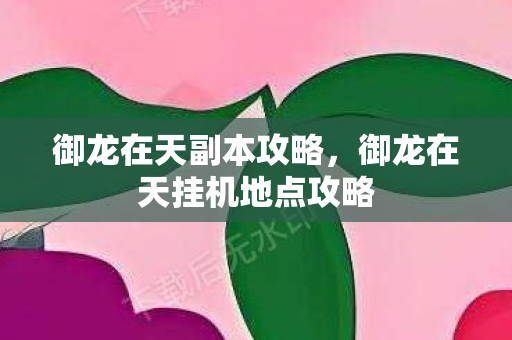御龙在天副本攻略，御龙在天挂机地点攻略