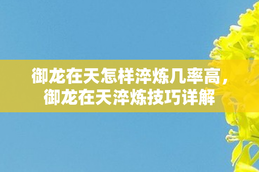 御龙在天怎样淬炼几率高，御龙在天淬炼技巧详解