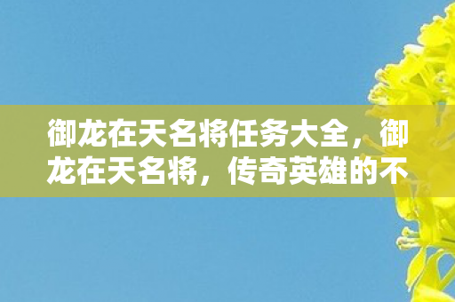 御龙在天名将任务大全，御龙在天名将，传奇英雄的不朽荣光