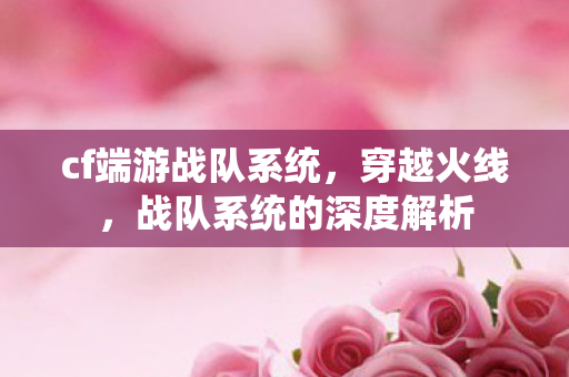 cf端游战队系统，穿越火线，战队系统的深度解析