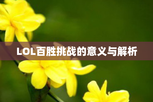LOL百胜挑战的意义与解析
