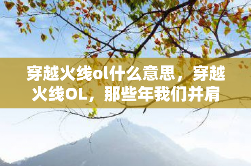 穿越火线ol什么意思,穿越火线OL,那些年我们并肩作战的日子 穿越火线ol什么意思,穿越火线OL,那些年我们并肩作战的日子