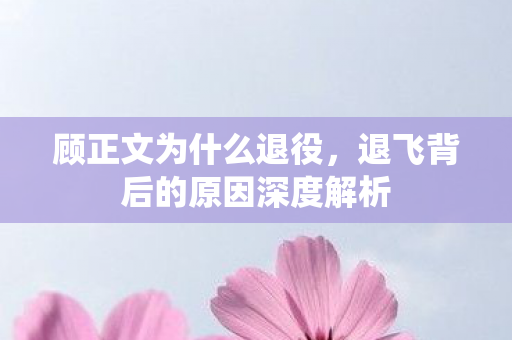 顾正文为什么退役，退飞背后的原因深度解析