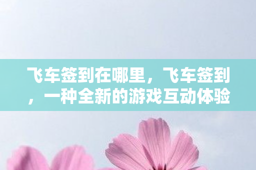 飞车签到在哪里，飞车签到，一种全新的游戏互动体验