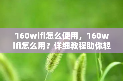 160wifi怎么使用，160wifi怎么用？详细教程助你轻松连接