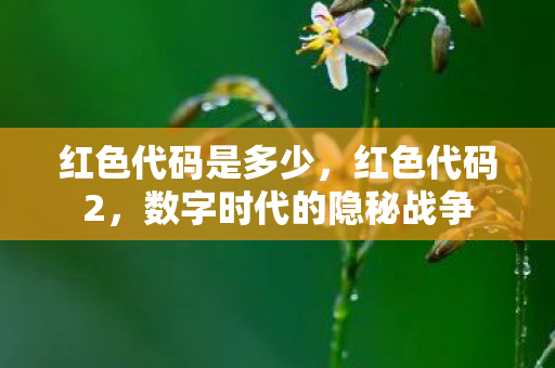 红色代码是多少,红色代码2,数字时代的隐秘战争 红色代码是多少,红色代码2,数字时代的隐秘战争