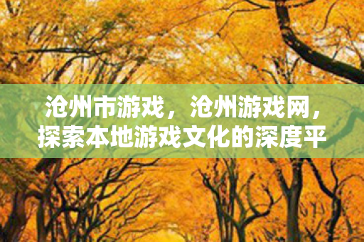 沧州市游戏，沧州游戏网，探索本地游戏文化的深度平台