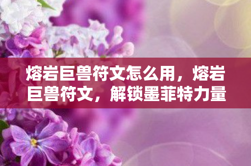 熔岩巨兽符文怎么用，熔岩巨兽符文，解锁墨菲特力量的关键