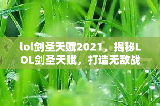 lol剑圣天赋2021，揭秘LOL剑圣天赋，打造无敌战斗力的关键