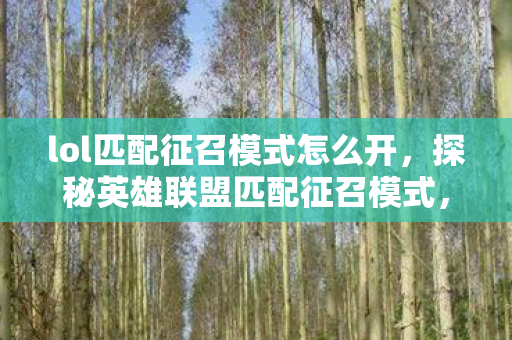 lol匹配征召模式怎么开，探秘英雄联盟匹配征召模式，策略与技巧的深度解析