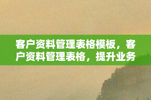 客户资料管理表格模板，客户资料管理表格，提升业务效率的关键工具