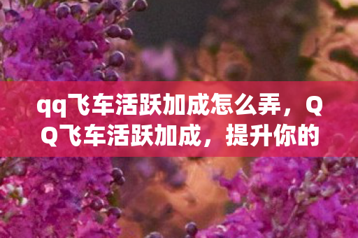 qq飞车活跃加成怎么弄,QQ飞车活跃加成,提升你的游戏体验与成就感 qq飞车活跃加成怎么弄,QQ飞车活跃加成,提升你的游戏体验与成就感