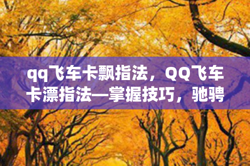 qq飞车卡飘指法，QQ飞车卡漂指法—掌握技巧，驰骋赛道