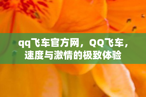 qq飞车官方网，QQ飞车，速度与激情的极致体验